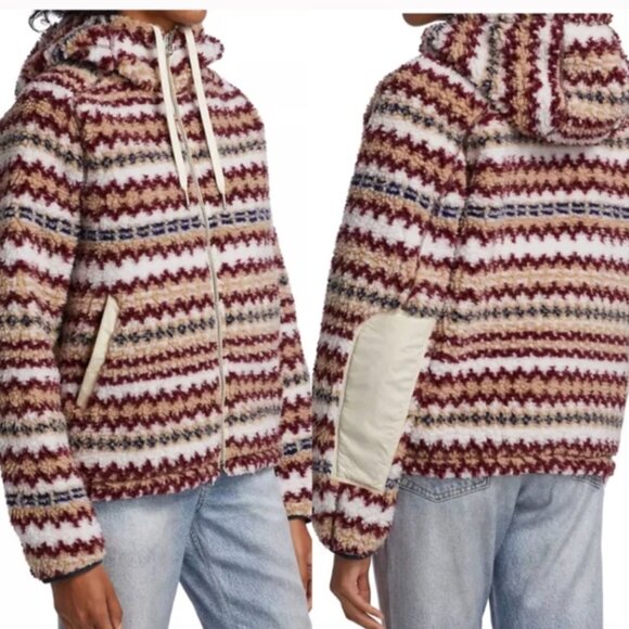 🔥 Rag & Bone Fair Isle High Pile Sherpa Hoodie Jacket Coat Multi Size XS - Picture 3 of 7